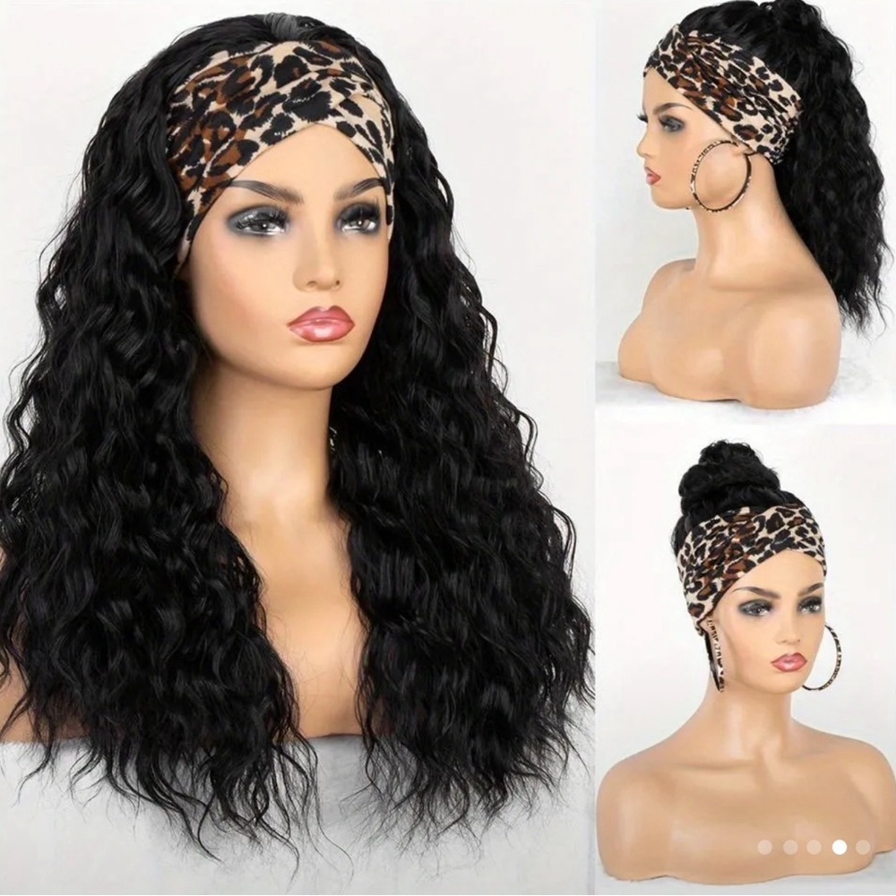 Water Wave Headband Wigs Long Synthetic Curly Wigs For Women - Picture 5 of 6